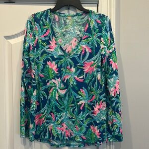 Lilly Pulitzer Floral Long Sleeve V-Neck Top
